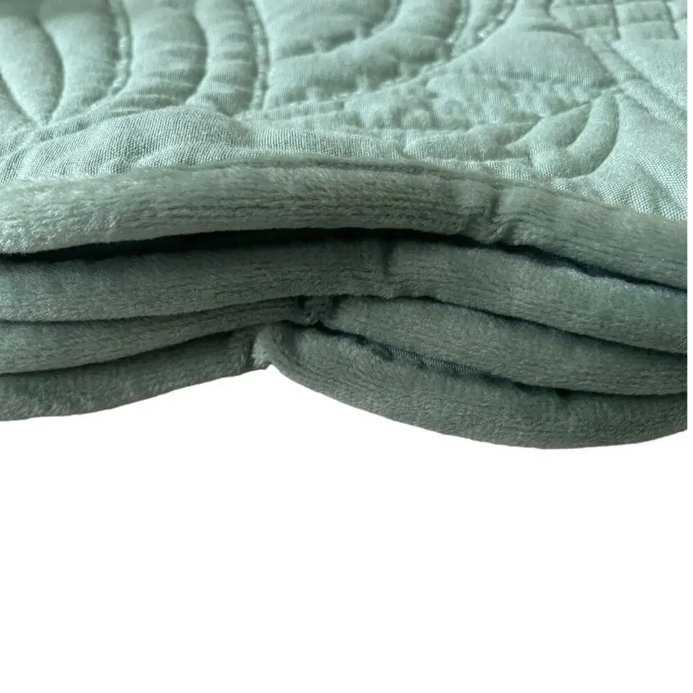 Tahari Home Set of 4 Green Velvet Pumpkin Placemats 13x18 Fall Decor New